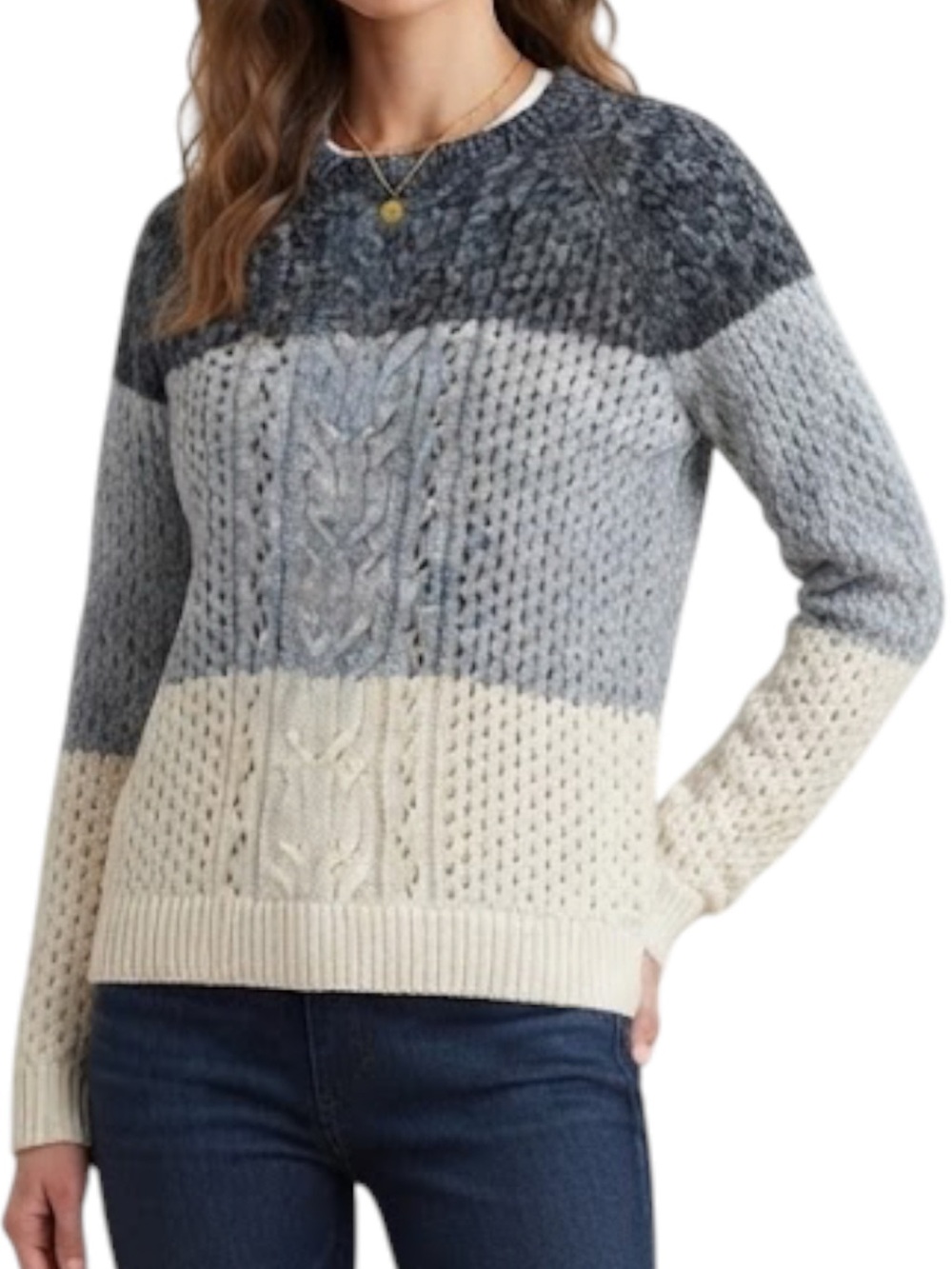 FOREVER 21 Gorpcore Preppy Grey Colorblock Open Knit Argyle Crochet Sweater Smal